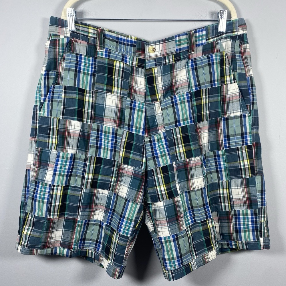 Cape Madras Shorts Men's Size‎ 36 Berkshire Plaid Patchwork Chino Preppy Coastal